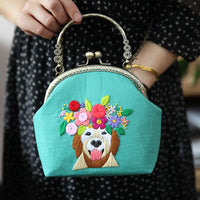 DIY European Embroidery Kiss-Lock Bag Kit with Ribbon and Lu Embroidery