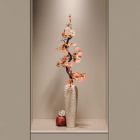 Luxury Rotating Stone Pattern Vase Ornament with Faux Flowers for Living Room Entrance Decor