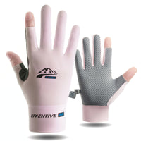 Ice Silk Two-Finger Cycling Driving Gloves for Men & Women, Breathable Thin Touchscreen Sun Protection Non-Slip