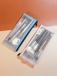 Portable Mesh Cosmetic Brush Bag for Travel, Lipstick, and Eyebrow Pencil Storage
