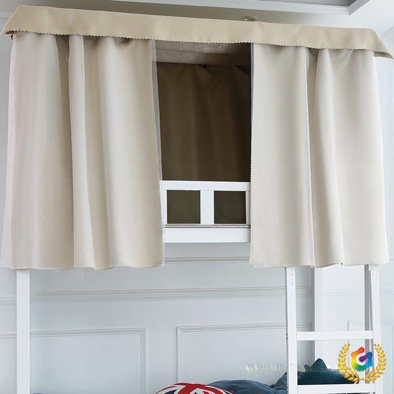 Blackout Dormitory Bed Curtain with Retractable Stand, Solid Color Thickened Privacy Drape for Bunk Beds