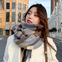 2025 Autumn/Winter Plaid Scarf for Men and Women, Thickened Korean Style Warm Shawl