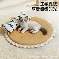 Cat Ear Cooling Mat Pet Sofa Bed with Pillow for Cats and Small Dogs