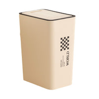 Slim Press-Top Trash Can with Lid for Bathroom & Home, 10L