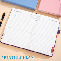 Undated Daily Planner Notebook, 365-Day Productivity Journal with English Pages