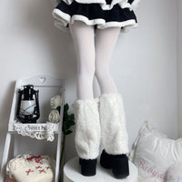 Lolita Sweet Warm Leg Warmers with Cute Cat Face Plush Socks
