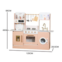 Wooden Play Kitchen Set for Toddlers with Refrigerator and Stove