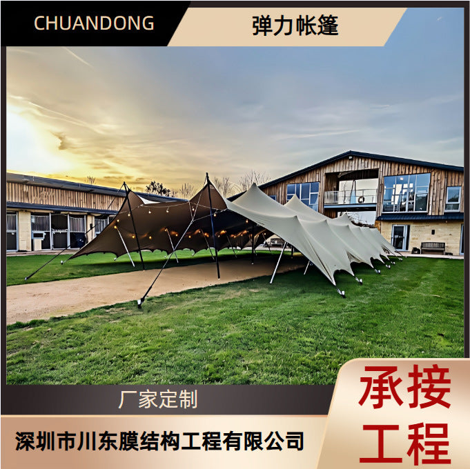 Outdoor Stretch Tent Large Tensile Membrane Canopy Sunshade Rainproof Camping Leisure Tent Easy Setup Family Version