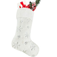Christmas Sequin Plush Stocking Gift Bag for Wall Fireplace Decor