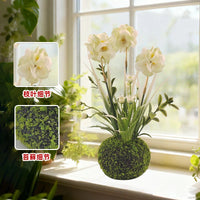 Artificial Moss Ball Hydrangea Potted Plant for Indoor/Outdoor Home Decor