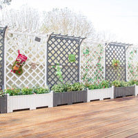 Outdoor Patio Wood Planter Box with Trellis for Climbing Plants, Decorative Garden Divider