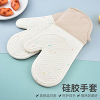Silicone Oven Mitts with Cotton Lining, Heat Resistant Non-Slip Gloves for Baking and Grilling