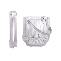 Acrylic Ice Bucket with Handle for KTV Bar Outdoor Camping, Clear Ice Cube Bucket with Tongs