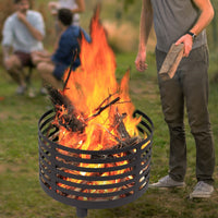 Outdoor Camping Round Fire Pit Charcoal Wood Burning BBQ Grill Garden Patio Heating Stove