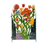 Decorative Iron Garden Fence Panel with Artificial Flowers and Plants