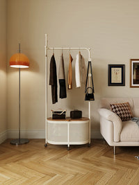 Freestanding Rattan-Style Clothes Rack with Laundry Hamper and Storage Shelf