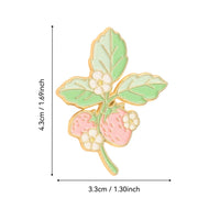 Fresh Strawberry Plant Brooch Sweet Floral Metal Pin Cute Fruit Series Apparel Accessory