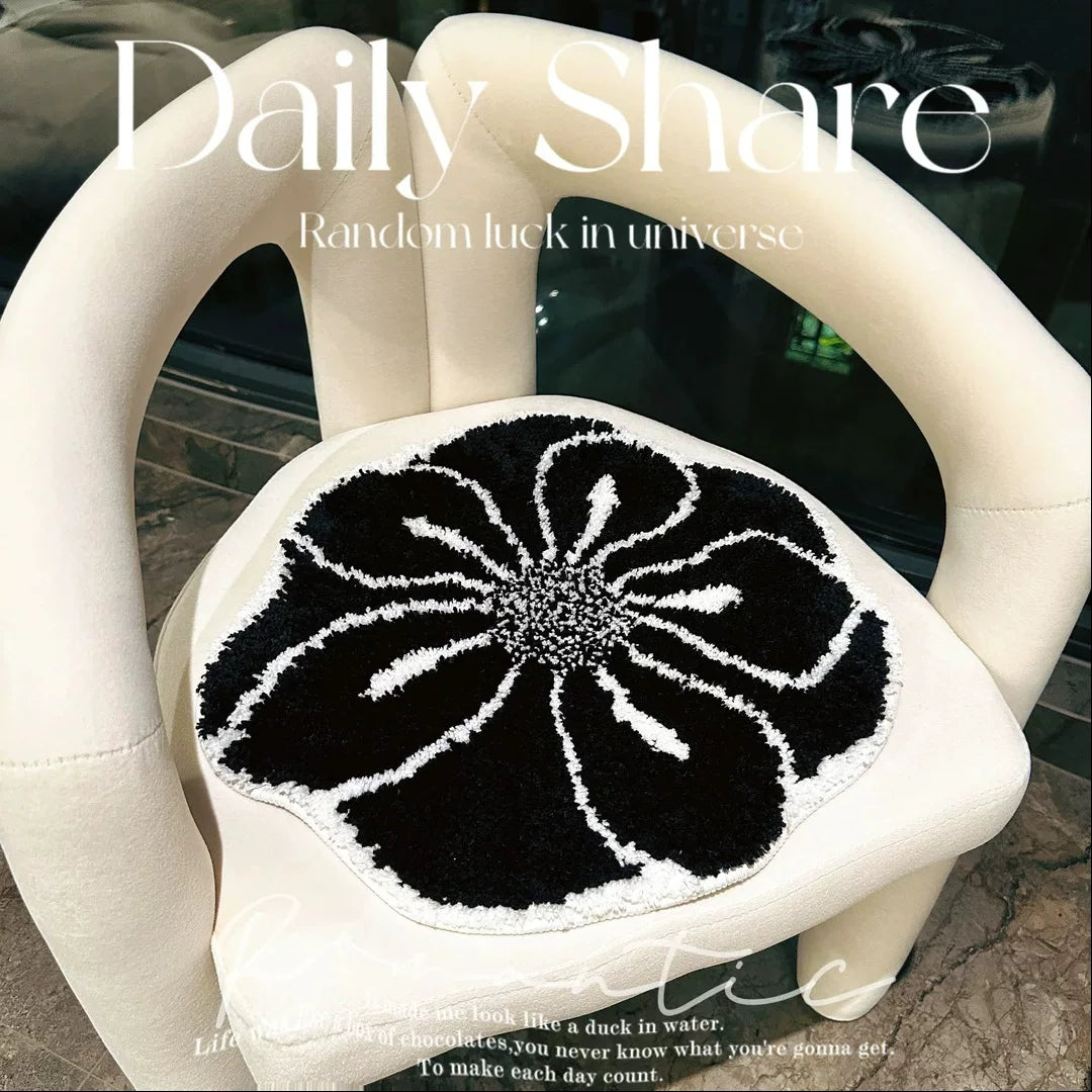 Luxury Round Floral Flocked Chair Cushion for Office and Home, Warm Non-Slip Seat Pad