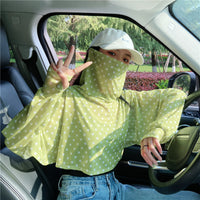 Women's UV Protection Driving Cape with Face Mask and Long Sleeves