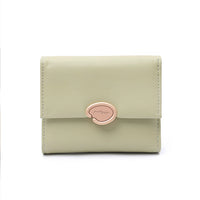 Women's Korean Fashion PU Leather Short Tri-fold Wallet with Buckle Closure