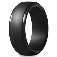 Men's 8mm Beveled Edge Silicone Ring for Outdoor Sports