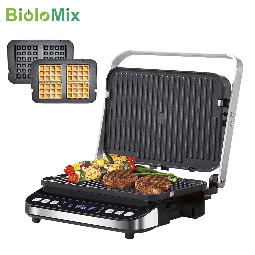 Biolomix Smart Automatic Steak Grill and Waffle Maker with Electric Griddle Function