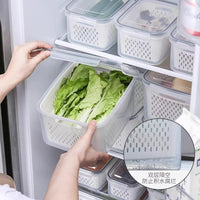 Food Grade Produce Saver Containers with Lids - Drainable Refrigerator Storage Bins for Fruits and Vegetables