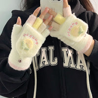 Winter Warm Touchscreen Flip-Top Gloves for Women, Windproof & Cold-Resistant, Plush Lined