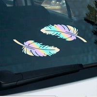 Colorful Laser Feather Car Decal Sticker for Bumper Scratch Cover Motorcycle Decoration
