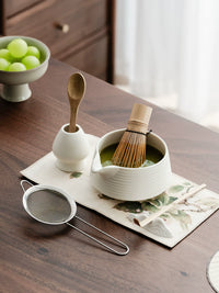 Handmade Ceramic Matcha Bowl Set with Whisk and Tools