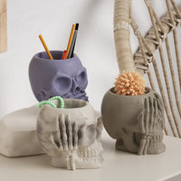 Halloween Skull Planter Silicone Mold for DIY Pen Holder Storage Box Resin Crafts