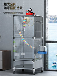 Large Bird Cage for Parrots, Budgies, Cockatiels, and Peonies - Splash-Proof Luxury Villa with Breeding Box