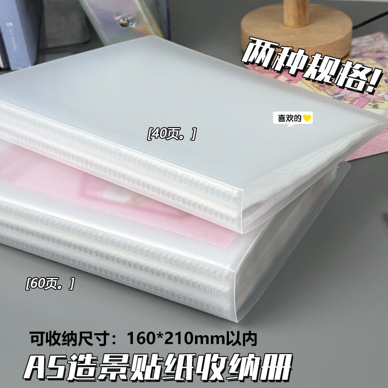 A5/A6 Large Capacity Sticker Album with 3-Hole Loose-Leaf Pages for Scrapbooking