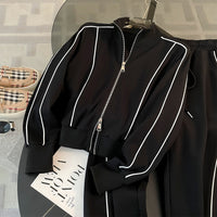 Women's Fashionable Sporty Casual Sweatshirt & Wide-Leg Pants Set