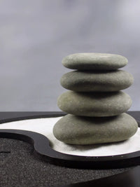 Zen Garden Natural Stone Stacking Rocks Micro Landscape Ornament with Base and Rake
