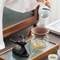Zhaolin Creative Ceramic Tea Infuser Set with Filter and Holder, Non-Porous Tea Strainer for Kung Fu Tea Ceremony