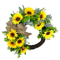 Sunflower Lamb's Ear Wreath for Front Door Decor