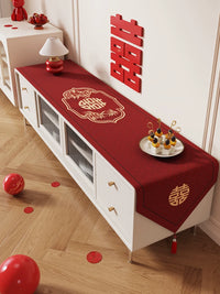 Wedding Table Runner with Tassels for Dining Table Coffee Table TV Cabinet