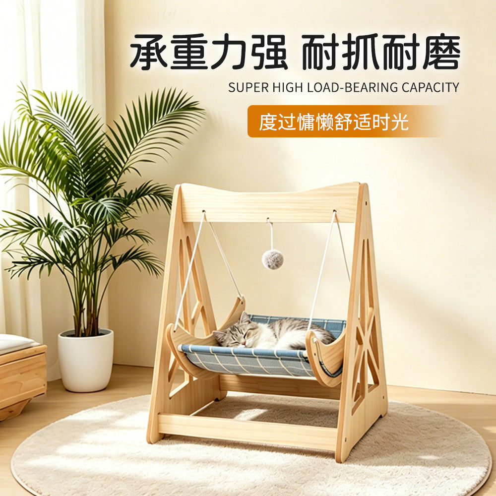 Cat Swing Hammock Bed, Pet Hanging Basket Sofa Lounger for Cats and Small Dogs, All Seasons