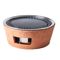 Korean Style Charcoal BBQ Grill for Home and Outdoor Use - Smokeless Round Grill Pan for Skewers and Roasting