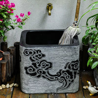 Outdoor Vintage Chinese Style Mop Sink for Garden Patio Balcony, Artificial Stone Utility Sink