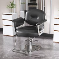 Adjustable Hydraulic Barber Chair with Stainless Steel Armrests for Hair Salon