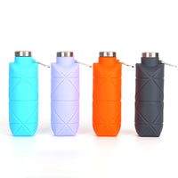 Outdoor Collapsible Silicone Water Bottle, Food-Grade Portable Diamond-Patterned Sports Bottle