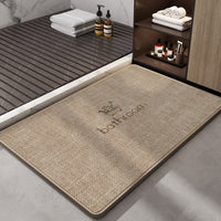 Cartoon Linen Diatomaceous Earth Bath Mat, Super Absorbent Quick Dry Non-Slip Floor Mat for Bathroom Entrance, Easy to Clean