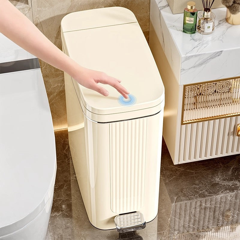 Slim Pedal Trash Can with Lid for Bathroom Kitchen Living Room, 10L
