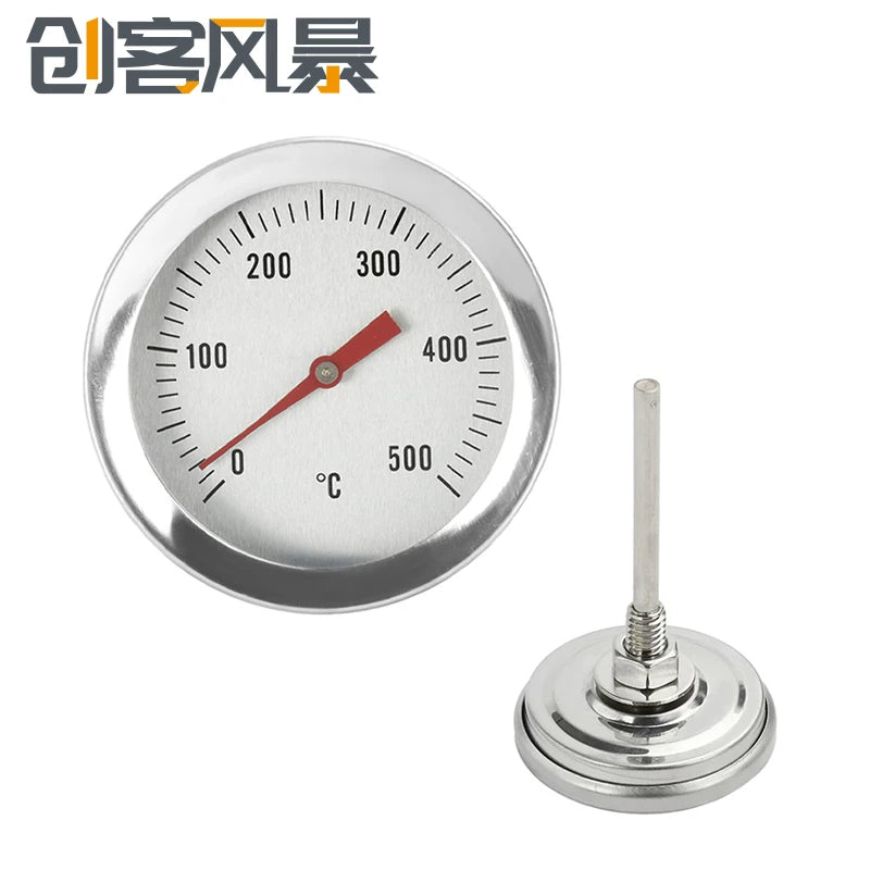 Stainless Steel BBQ Grill Smoker Oven Thermometer 0-500℃/0-120℃ High Precision Bimetal Temperature Gauge for Indoor Outdoor Cooking
