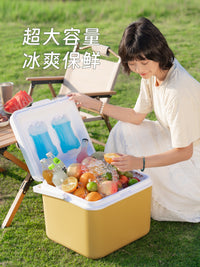 Portable Insulated Cooler Box with Ice Packs for Outdoor Camping Fishing Car Travel