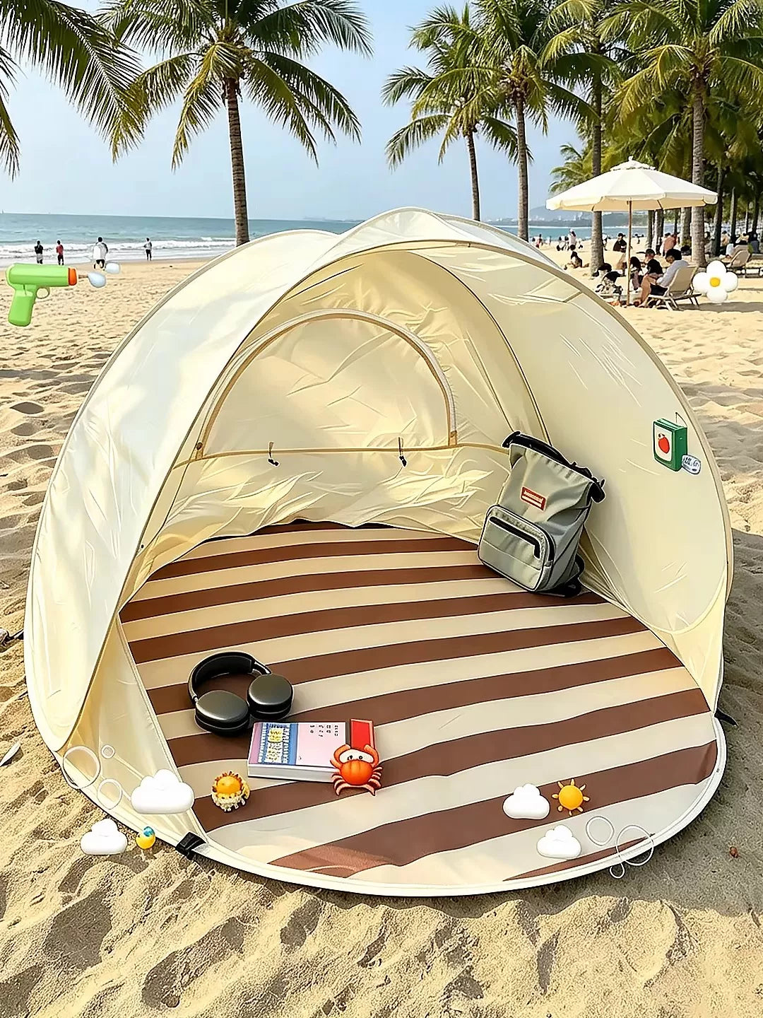 Portable Pop-Up Beach Tent Sun Shelter with UV Protection for Camping and Picnics
