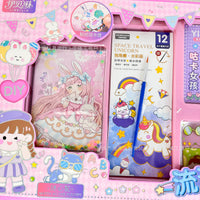 Girls' DIY Educational Craft Kit with Quicksand Glitter, Cream Glue, and Quiet Book Activities