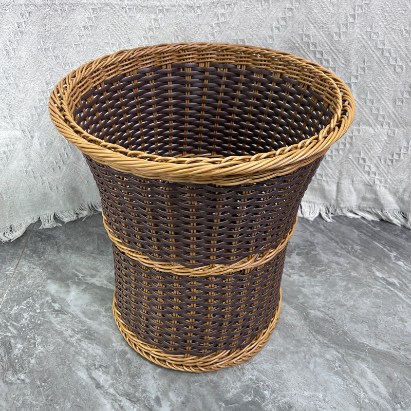 Rattan-Style Woven Laundry Hamper for Bathroom and Hotel Guest Rooms